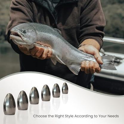 Pristis 12 pcs Tungsten Fishing Weights, Compact Bullet Sinkers Kit for Fishing line, Drop Shot Texas Carolina Rig Hook Weight for Bass Walleye Perch Trout Crappie Bait - size: 1/8 oz