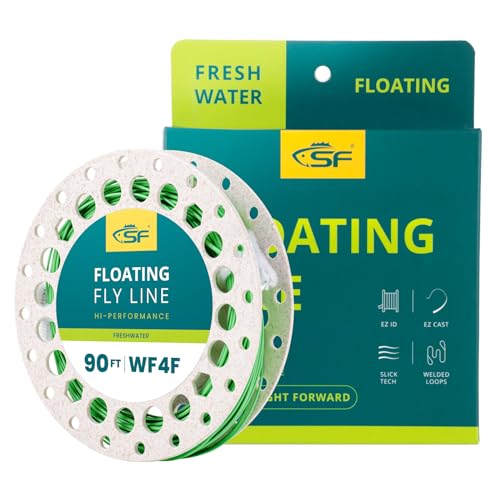 SF Fly Fishing Line with Two Welded Loops Weight Forward Floating Fly Lines Trout 90FT WF2 3 4 5 6 7 8 9F Multi-Color Freshwater - color: Grass Green, size: WF4F 90FT Line