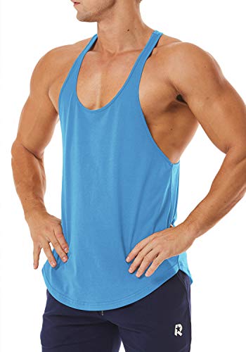 Men's Workout Quick Dry Soft Gym Bodybuilding Stringer Tank Tops - color: Sky Blue, size: Medium