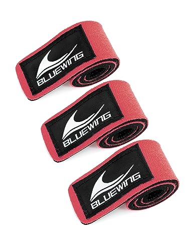 BLUEWING Fishing Rod Wraps Belts Pole Straps 9.8inch 3pcs Elastic Fish Rod Ties Jig for Spinning and Casting - color: Red