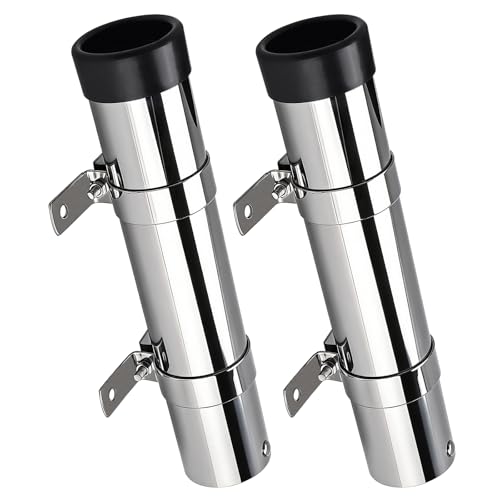 YaeMarine Boat Marine Fishing Rod Holders Stainless Steel Side Mounted Transom Mounted Rod Holders with Brackets - style: With Non-welded Brackets