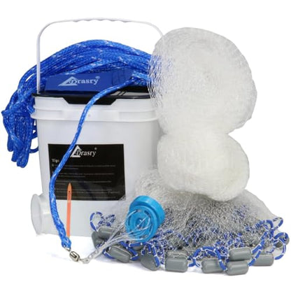 Drasry Saltwater Fishing Cast Net 3/8 and 1/4 Mesh with Heavy Duty Gray Sinker American Monofilament Fish Throw Net for Bait Trap 3FT 4FT 5FT 6FT 7FT 8FT 9FT Radius - size: 9FT Radius, style: 3/8 Mesh 1 Lb/Ft