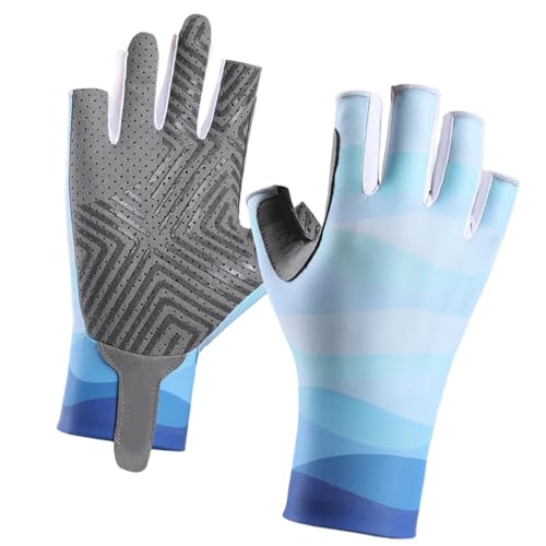 QINGFAN UPF50+ Sun Protections Gloves for Fishing Hiking Comfortable Fingerless Gloves Breathable Anti-Slip Elastic Gloves - size: X-Large