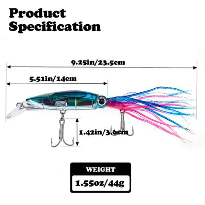 Squid Fishing Lures Set, Fishing Squid Lures Soft Luminous, Large Simulation Artificial Lures Baits Lifelike Plastic Fishing Soft Lure for Saltwater and Freshwater - color: A-Squid lure 6pcs