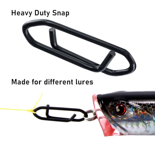 Dr.Fish Fishing Power Clips Stealth Stainless Steel Speed Lure Clips Quick Change Fishing Snap Connector Saltwater Freshwater Terminal Tackle - size: L-150LB-1"