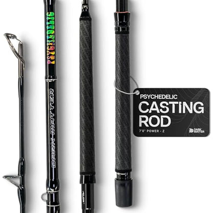 Dark Matter Psychedelic Casting Fishing Rods Medium Heavy Power X - High-Modulus M3 Carbon Nano Baitcaster Rod Saltwater and Freshwater Fishing Rods, 7ft Medium Heavy Baitcasting Rod - color: Black, size: 7'0" Power - Z