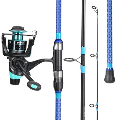 Sougayilang 3 Piece Baitfeeder Combo Surf Fishing Rod Combo Medium/Heavy Travel Spinning Rod with 4000 Size Reel (9'/10'/11'/12') - size: 9'0"