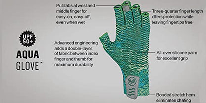 Buff Adult Aqua Gloves, UPF 50+ Sun Protection, Odor-Resistant Fabric, Quick Drying and Lightweight, Outdoor Activities
