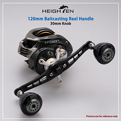 HEIGHTEN 120mm Fishing Reel Handle for Shimano Daiwa Abu Garcia Penn Kastking Lew's Baitcasting Reel Power Crank Accessory (120mm Handle 30mm Knob - Black & Silver) (0126) - color: 120mm Handle 30mm Knob - Black & Silver