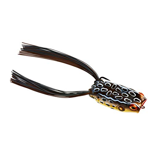BOOYAH Poppin' Pad Crasher Topwater Bass Fishing Hollow Body Frog Lure with Weedless Hooks - color: Cricket Frog