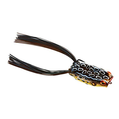 BOOYAH Poppin' Pad Crasher Topwater Bass Fishing Hollow Body Frog Lure with Weedless Hooks - color: Cricket Frog