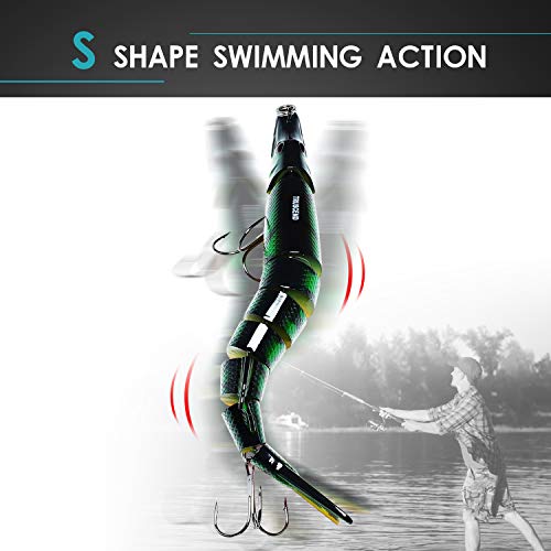 TRUSCEND Swimmax Easy Catch Fishing Lures with BKK Hooks, Wiggling, Vibrating, Rattling and Gurgling for More Bite, Heavy-Duty Dyneema Fiber Jointed Swimbaits for Bass, Trout, Walleye, Crappie, Pike - color: G1-8.1",2.3oz