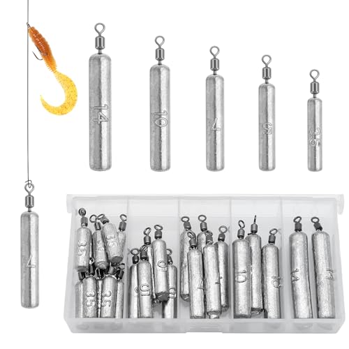 Fishing Weights Sinkers Kit, 25/30pcs Bass Casting Drop Shot Weights Lead Fishing Weights for Catfish Saltwater Freshwater Fishing - size: 25pcs