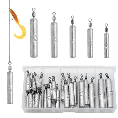Fishing Weights Sinkers Kit, 25/30pcs Bass Casting Drop Shot Weights Lead Fishing Weights for Catfish Saltwater Freshwater Fishing - size: 25pcs