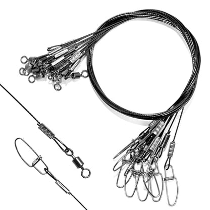 Fishing Leaders Steel Line Saltwater Fishing Leaders with Swivels and Snaps,11.8inch 35LB, 19inch 110LB - size: 20inch