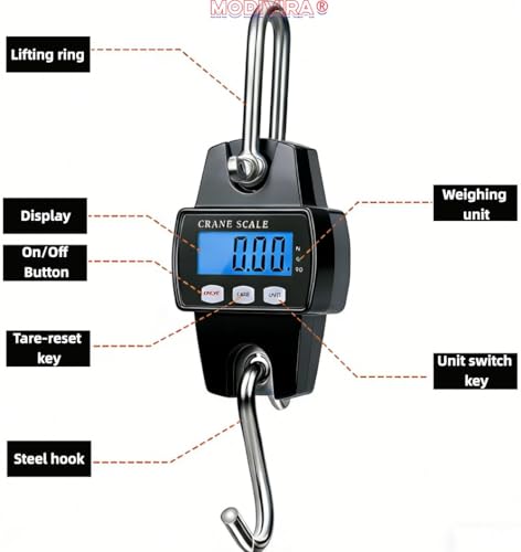 Digital Crane Scale Bow Draw Weight Scale LCD-Digital Electronic Aluminum Alloy Shell Weight 660lb Hanging Weight Scales Portable Travel for Fishing Outdoor as Other Occasions (Black) - color: Black