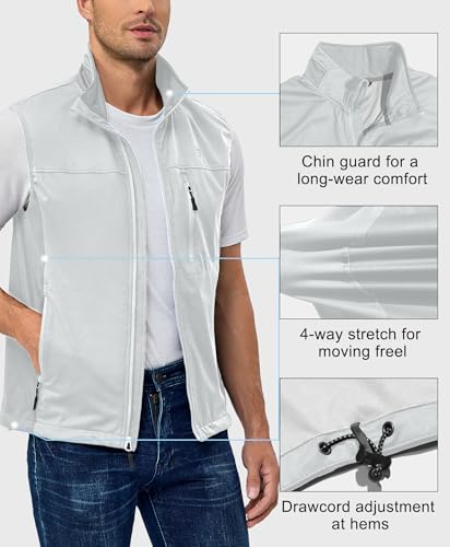 Little Donkey Andy Men's Lightweight Softshell Vest, Windproof Sleeveless Jacket for Running, Hiking, Cycling, Golf - color: White, size: Small