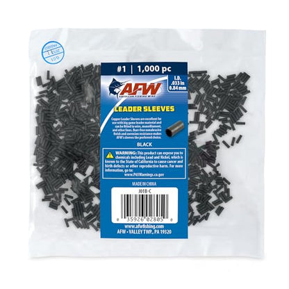 AFW Thin Wall Double Barrel Crimp Sleeves - Premium Fishing Copper Crimp Sleeve with Burr Free Black Finish, Enhanced Flexibility - Durable and Lightweight - Retail & Bulk Pack Available - color: Black, style: #1/.033" - 1,000 pc