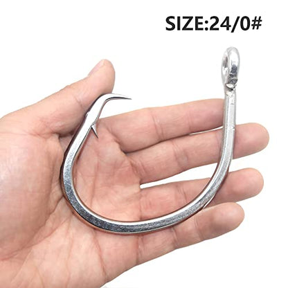 Super Giant Fishing Hook 24/0-28/0 Forged in-line Circle Hooks Shark & Swordfish &Tuna Hook Stainless Steel Big Game Hook Saltwater - size: Size 26/0-Pack of 2