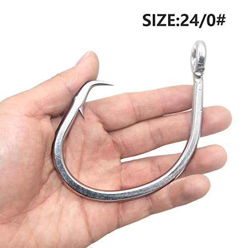 Super Giant Fishing Hook 24/0-28/0 Forged in-line Circle Hooks Shark & Swordfish &Tuna Hook Stainless Steel Big Game Hook Saltwater - size: Size 28/0-Pack of 2