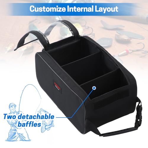VISEMAN Fishing Tackle Bag, Waterproof Bait Storage Bag, Tackle Organizer | Fishing Bait Bag with Transparent Window for Crappie and Bass Fishing - color: Black