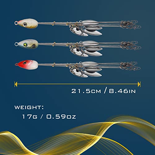5 Arms Alabama Rigs for Bass Fishing, Swimbait Lure Kit Umbrella Rigs with 4 Willow Leaf Blades for Trout Salmon Freshwater Saltwater - color: 4 Blades-3pcs