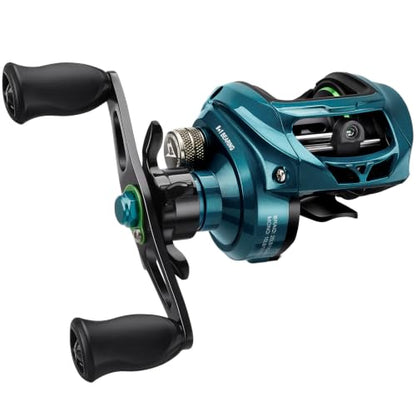 Piscifun Ultra-Light Baitcasting Reel, 5.5 oz Compact Low Profile Baitcaster, 7.1:1 Gear Ratio, 40mm Palm Fit, Magnetic Brake Fishing Reel for Creeks, Ponds, Light Lures & Finesse Bass - color: Teal