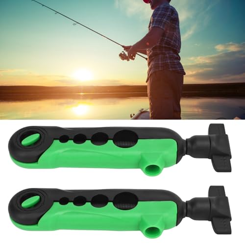2pc Mini Fishing Line Winder Spooler Machine - Portable Handheld Line Winding Tool, Easy to Install & Use, ABS Durable Plastic with 4 Adaptor Holes for Rods - color: Black & Green