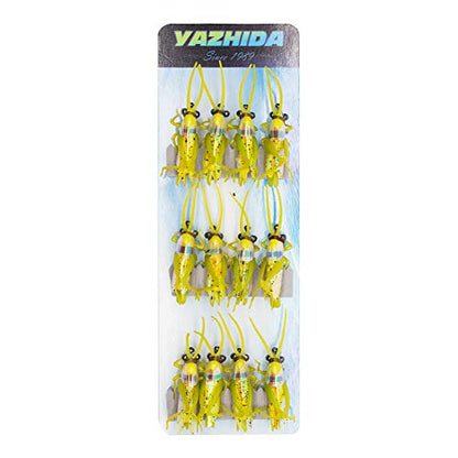 Lifelike Hopper Fishing Bait - color: Small Yellow 12pcs