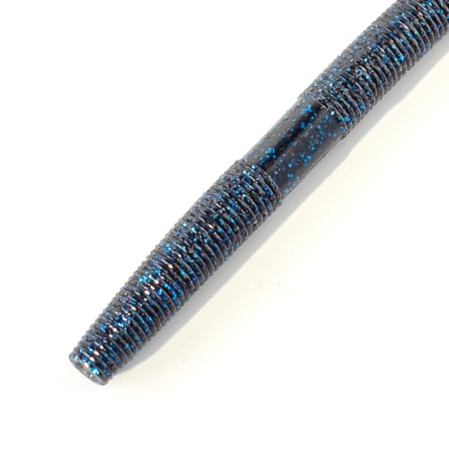 Senko Bait Soft Plastic Lures 5" Senkos 24 Pcs/100pcs for Wacky Rig Freshwater Fishing Green Pumpkin senko with Black Flake Pink Watermelon Double Color - style: Black Blue Flake