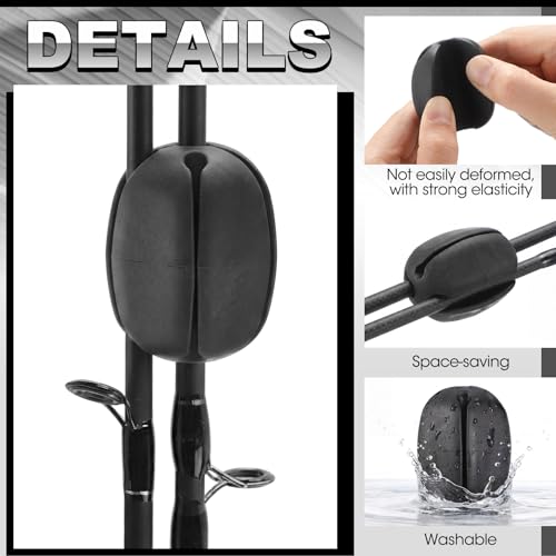 30 Pieces Silicone Fishing Rod Holder Straps Portable Fishing Rod Fixed Ball Rubber 5 Hole Lightweight Tackle Ball for Fish Enthusiasts Portable Fixed Straps Rubber - color: Black