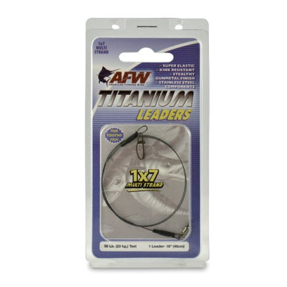 AFW Titanium Surfstrand, Bare 1x7 Fishing Leaders - style: 18 In, 50 Lb / .021 in