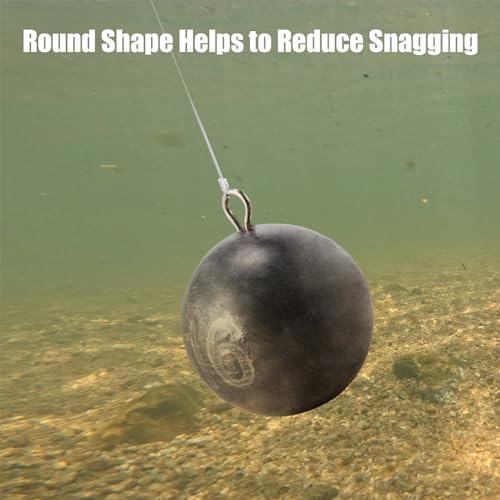 Dr.Fish Cannonball Sinkers Saltwater Lead Fishing Weights Round Ball Sinkers Trolling Downrigger Weights Bottom - size: 3oz-5 Pack