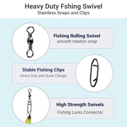 QISHUO High Strength Fishing Swivels Stainless Clips Steel Snap Swivels Barrel Connector Saltwater Swivel Fishing Rolling Black Nickel - size: Size 5+M (56lb) 50 pcs