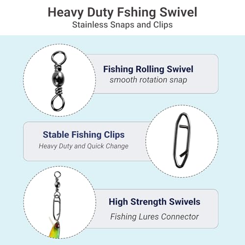 QISHUO High Strength Fishing Swivels Stainless Clips Steel Snap Swivels Barrel Connector Saltwater Swivel Fishing Rolling Black Nickel - size: Size 2+M (73lb) 50 pcs