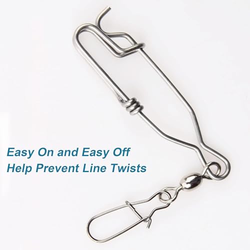 Longline Fishing Snap Clips High Strength Stainless Steel Floatline Tuna Clips Branch Hangers with Duo Lock Snap Swivels Saltwater Fishing Long Line Clips Longline Decoys - size: 10pcs