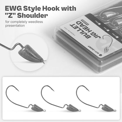 Weedless Darter Swimbait Jig Heads, Bullet Style Weighted EWG Offset Hooks for Texas Rig Fishing 1/8 3/16 1/4 3/8oz - size: 1/4oz - 13Pack