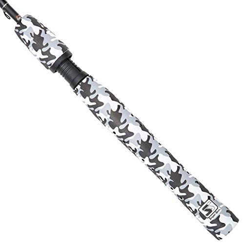 SNIPER SKIN Fishing Rod Grip - Fishing Gear Accessories - Waterproof & Adjustable - Easy to Install, Strong Replacement Grip - color: Black / White Camo