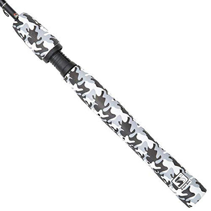 SNIPER SKIN Fishing Rod Grip - Fishing Gear Accessories - Waterproof & Adjustable - Easy to Install, Strong Replacement Grip - color: Black / White Camo