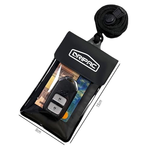 DRIPAC Floating Waterproof Car Key FOB Case Wallet Dry Bag Waterproof Pouch Holder for Driver License Credit Card ID Cash Badge (Black)