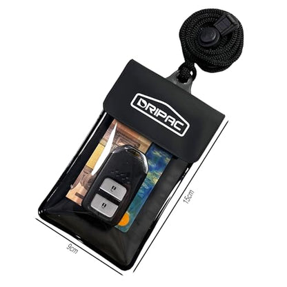 DRIPAC Floating Waterproof Car Key FOB Case Wallet Dry Bag Waterproof Pouch Holder for Driver License Credit Card ID Cash Badge (Black)