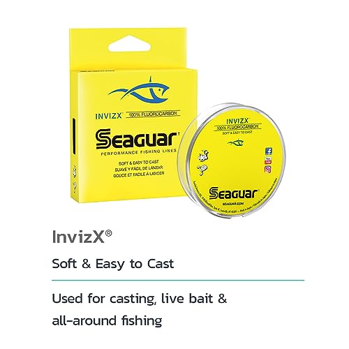 Seaguar InvizX Multi-Species Fishing Line for Casting, Live Bait, Freshwater, 100% Fluorocarbon, Clear, Multiple Sizes - size: 8lbs/1000yds