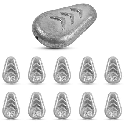 No Roll Sinker Fishing Weights, Flat Inline Catfish Sinkers Weights No Snag Slip Sinkers Saltwater Surf Fishing Weights Gear Tackle for Catfishing Rig - style: 1/2oz-10pcs