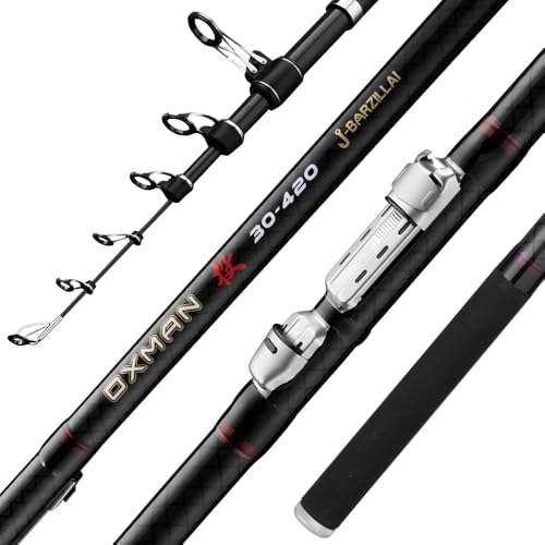 OXMAN Telescopic Surf Fishing Rod 11'8''/ 12'8''/13'8''/15'/16'4''Long Shot Portable Travel Inshore Pole 27T High Carbon Fiber Lightweight Stainless Steel Guides Bass Salmon Trout Rod