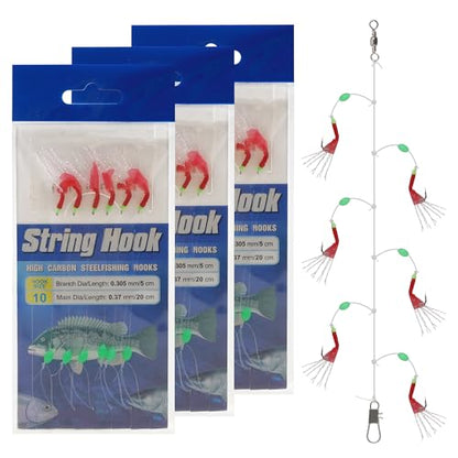 Fishing Bait Rigs Set,4/10 Packs Fishing Rig with String Hooks Soft Shrimp Lure,Real Skin,Lure Barrel Swivels Surf Fishing Rigs for Mackeral Herring Baitfish - color: Fish Skin Rig, size: 10 Packs
