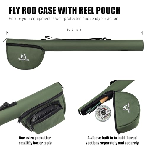 M MAXIMUMCATCH Maxcatch Extreme Fly Fishing Combo Kit 3/5/6/8 Weight, Starter Fly Rod and Reel Outfit, with a Protective Travel Case - color: 3wt 8‘4“ 4pc Rod,3/4 Reel
