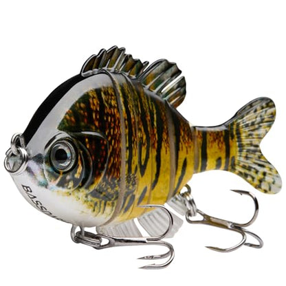 BASSDASH SwimPanfish Multi Jointed Panfish Bluegill Swimbaits Hard Topwater Bass Lures Fishing Lure Crank Saltwater 3.5in/0.85oz,Pack of 4 - color: BBYN