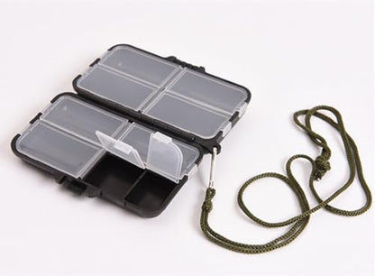 TOASIS Fishing Tackle Box with Lanyard Small Size Fishing Storage Container for Hooks Swivels Sinkers Float Stops (2)