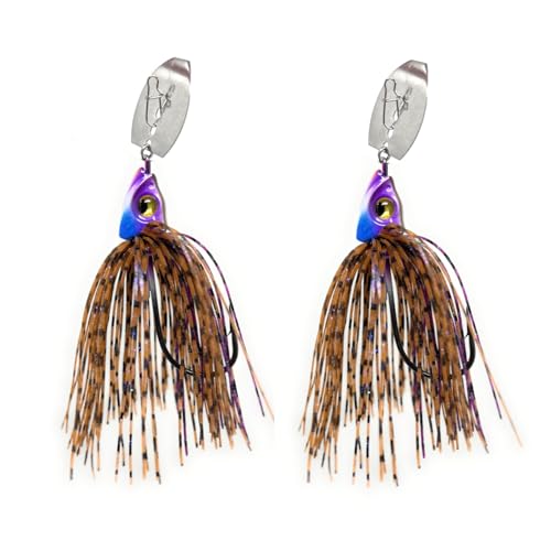Reaction Tackle Tungsten Bladed Swim Jig Heads - Vibrating Chatter Jig with Silicone Skirt for Bass Walleye Pike (2-Pack) - color: PB and J, size: 3/8 Oz