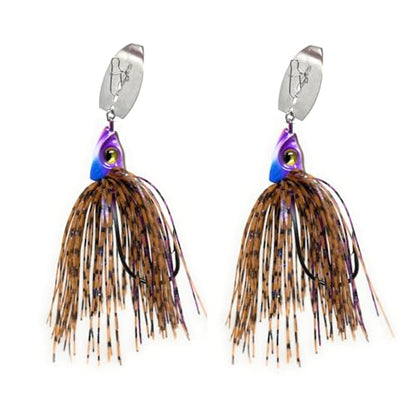Reaction Tackle Tungsten Bladed Swim Jig Heads - Vibrating Chatter Jig with Silicone Skirt for Bass Walleye Pike (2-Pack) - color: PB and J, size: 1/2 Oz